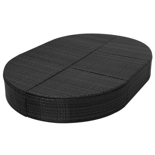 Solseng med hynde polyrattan sort