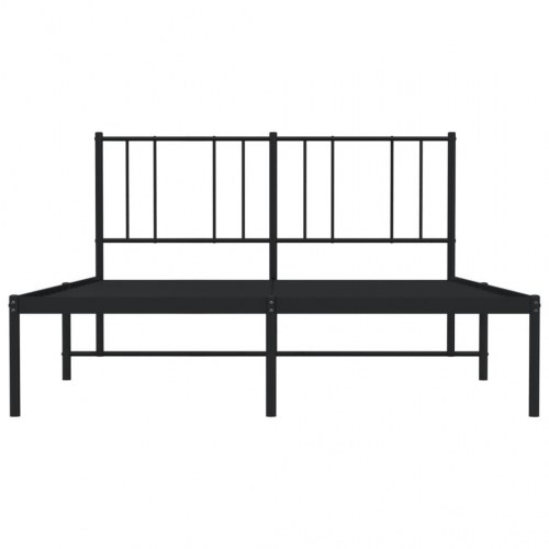 Sengeramme med sengegavl 150×200 cm - metal, sort