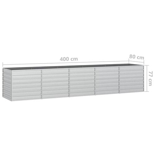Højbed 400x80x77 cm galvaniseret stål sølvfarvet