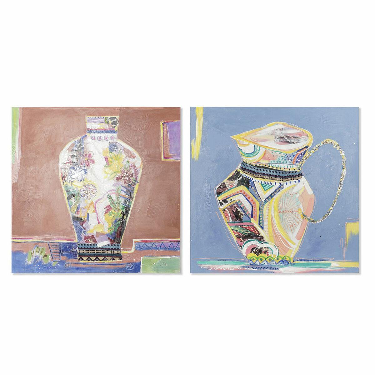 Maleri Lærred 80 X 28 X 80 Cm Vase Moderne 2 Enheder