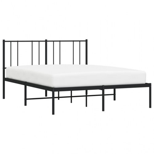 Sengeramme med sengegavl 160×200 cm - metal, sort