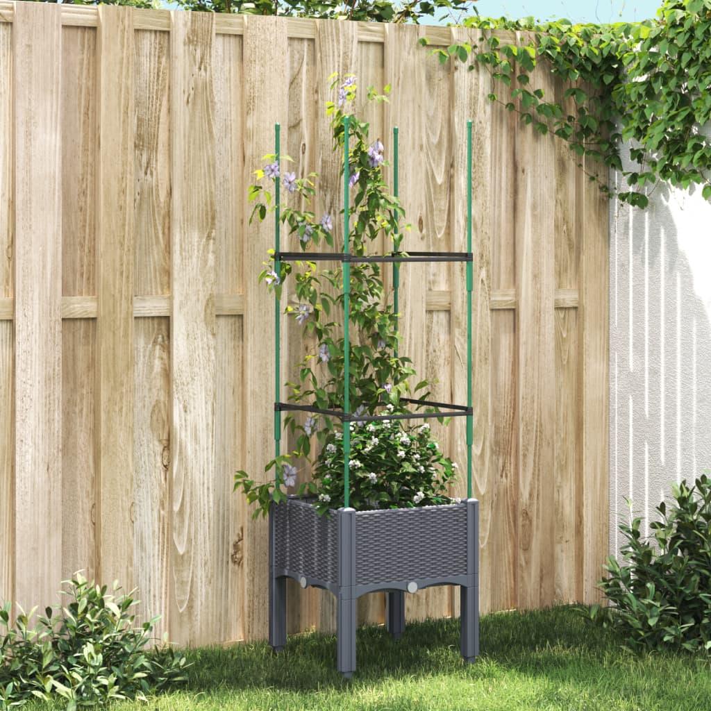 Plantekasse med espalier 40x40x142,5 cm PP blågrå billede