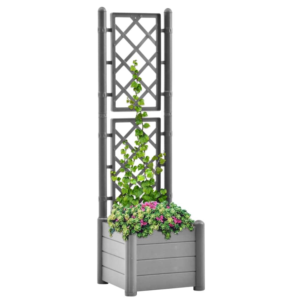 Plantekasse med espalier 43x43x142 cm PP grå