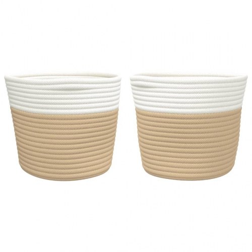 Opbevaringskurve 2 stk. Ø24 x 18 cm - beige og hvid