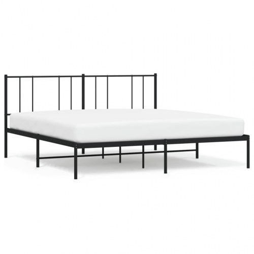Sengeramme med sengegavl 180×200 cm - metal, sort