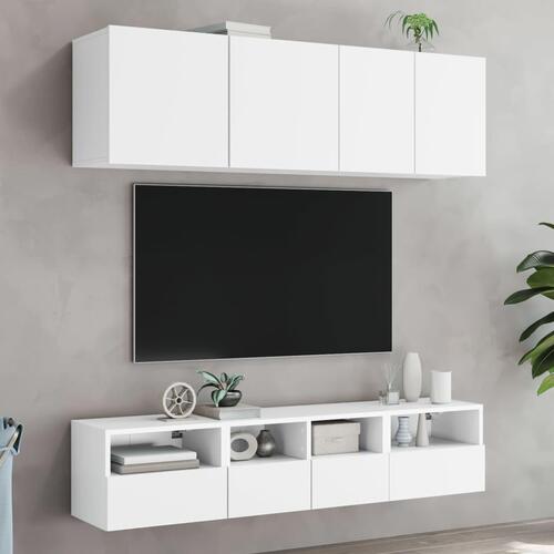 Væghængte tv-borde 2 stk. 40x30x30 cm konstrueret træ hvid