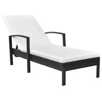 Liggestol med hynde polyrattan sort