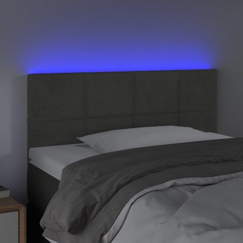 Sengegavl med LED-lys i fløjl 90 x 5 x 78/88 cm - mørkegrå