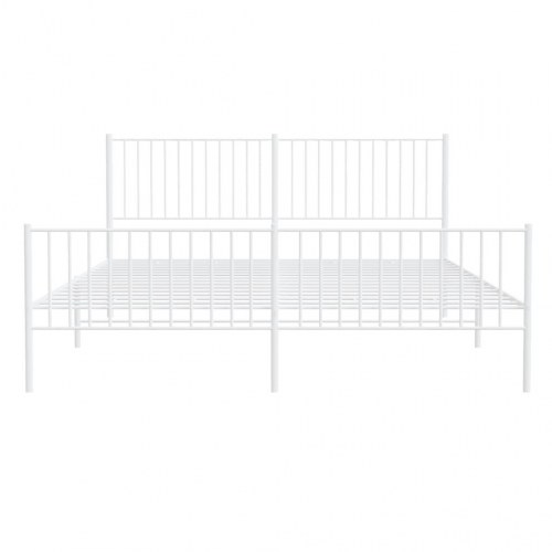Sengeramme med sengegavl og fodgærde 180x200 cm metal hvid