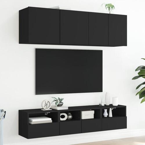 Væghængte tv-borde 2 stk. 40x30x30 cm konstrueret træ sort