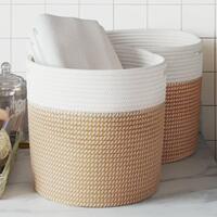 Opbevaringskurve 2 stk. Ø28x28 cm bomuld brun og hvid