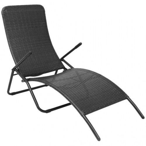 Foldbar liggestol i polyrattan - sort