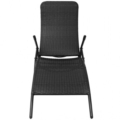 Foldbar liggestol i polyrattan - sort