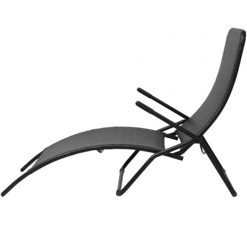 Foldbar liggestol i polyrattan - sort