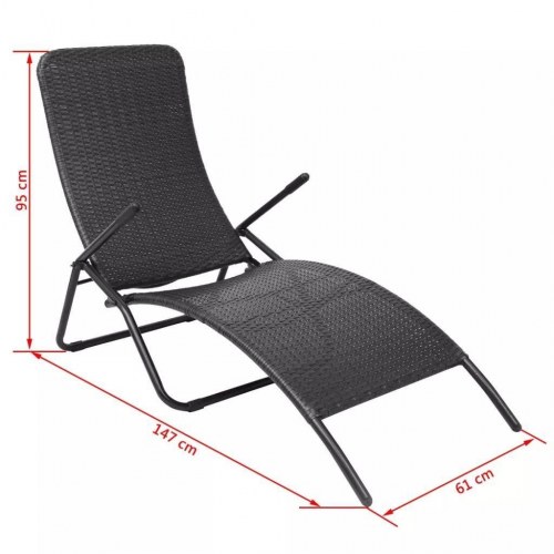 Foldbar liggestol i polyrattan - sort