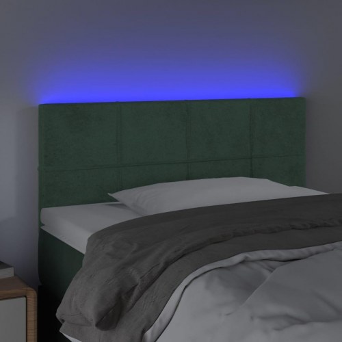 Sengegavl med LED-lys i fløjl - mørkegrøn 90 x 5 x 78/88 cm