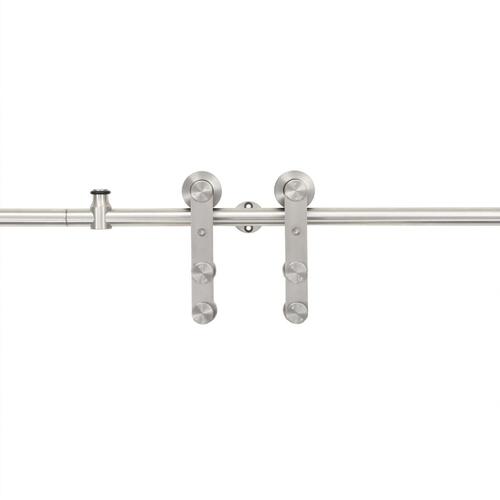 Hardwarekit til skydedør 183 cm rustfrit stål sølvfarvet