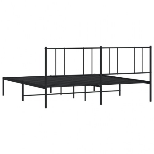 Sengeramme med sengegavl 200×200 cm - metal, sort