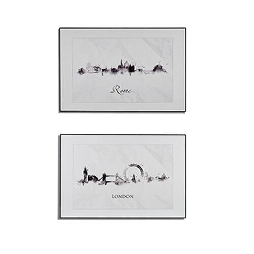 Maleri By Sort Hvid spånplade (81,5 x 3 x 121 cm) (3 enheder)