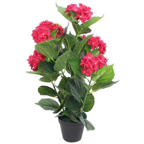 Kunstig hortensia-plante med urtepotte 60 cm rød