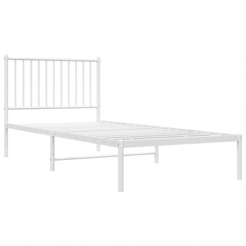Sengeramme med sengegavl 90x200 cm metal hvid