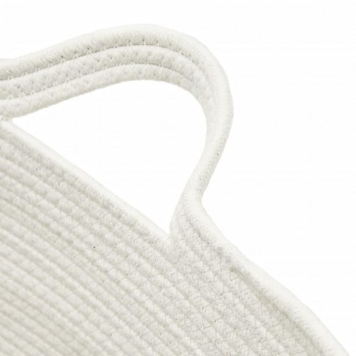 Vasketøjskurv Ø60 × 36 cm - bomuld, brun/hvid