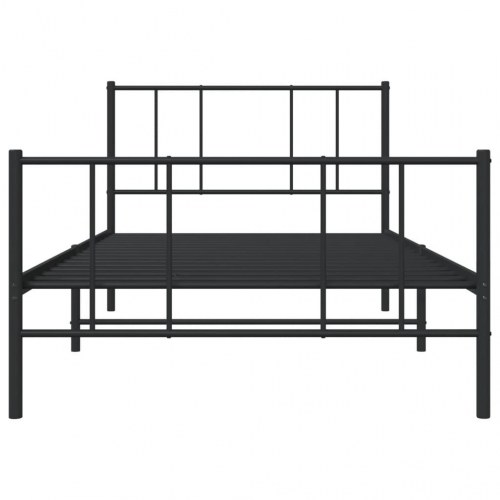 Sengeramme med sengegavl og fodgærde 90x200 cm metal sort