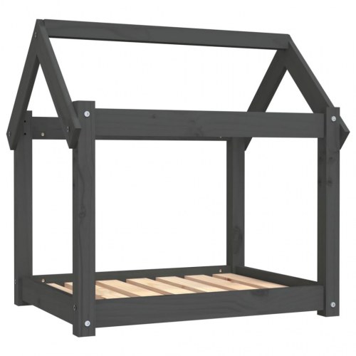 Hundeseng i massivt fyrretræ - 71 × 55 × 70 cm, grå