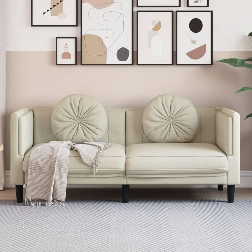 2 Personers Sofa Med Hynder Velour Cremefarvet