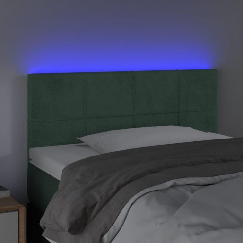 Sengegavl med LED-lys i fløjl 100 x 5 x 78/88 cm - mørkegrøn