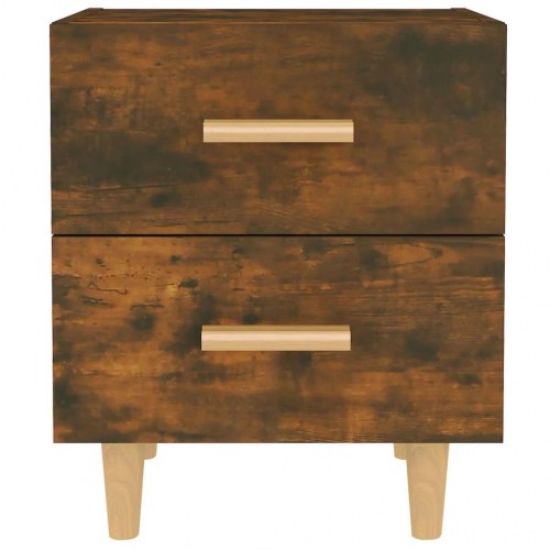 Sengeborde 2 stk. i røget egetræsfarve - 40×35×47,5 cm med skuffer