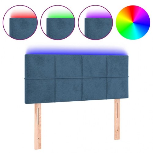 Sengegavl med LED-lys 100 x 5 x 78/88 cm - mørkeblå