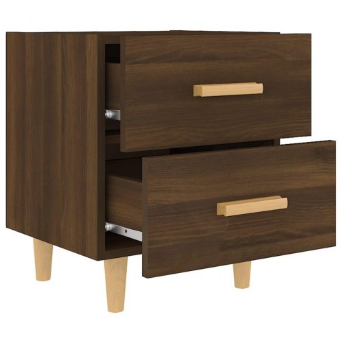 Sengeborde med 2 skuffer 40 x 35 x 47,5 cm 2 stk. brun egetræsfarve