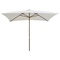 Parasol 200 x 300 cm træstang cremehvid