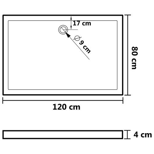 Brusekar 80x120 cm ABS rektangulært hvid