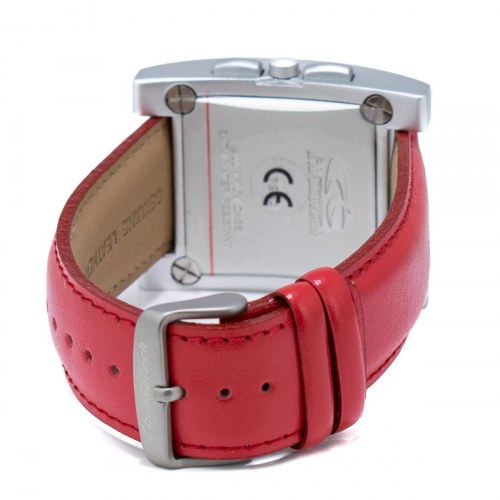 Chronotech herreur CT7280-04, rød læderrem, Ø 40 mm