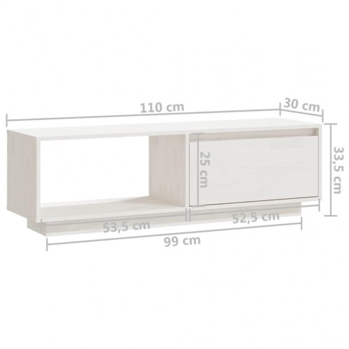 Tv-bord 110x30x33,5 cm massivt fyrretræ hvid