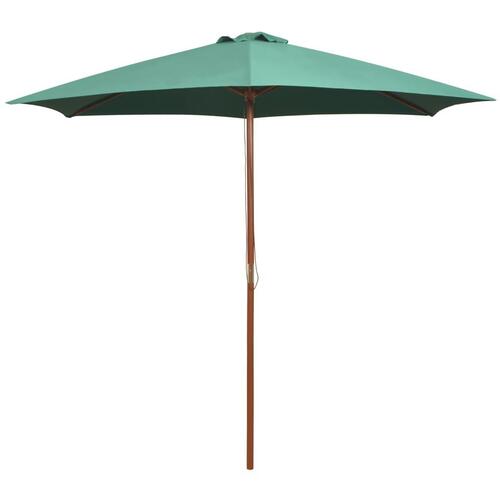 Parasol 270 x 270 cm træstang grøn