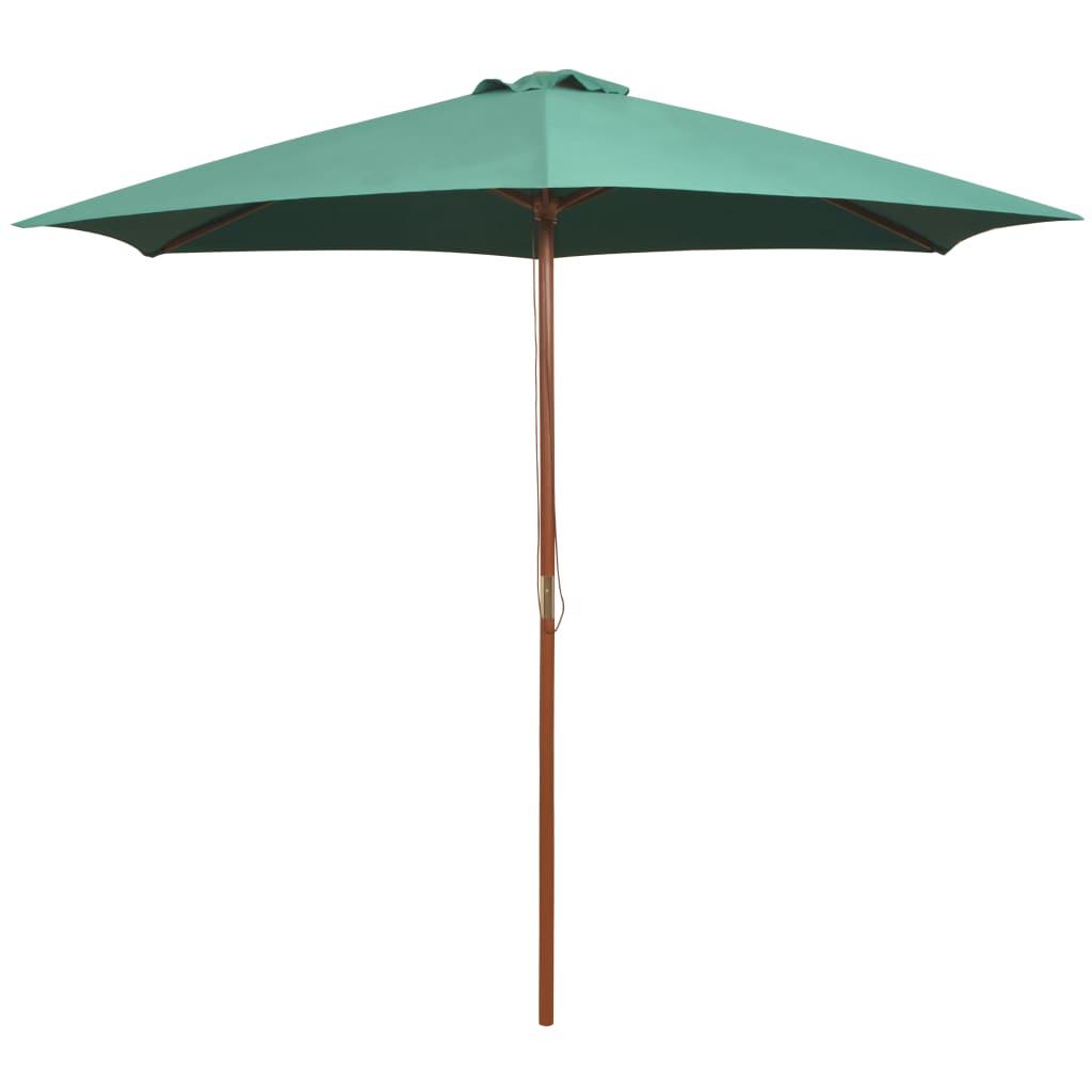 Parasol 270 x 270 cm træstang grøn