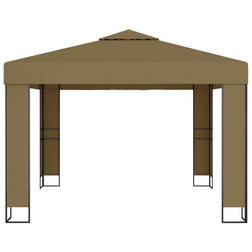 Pavillon med dobbelttag 3x3x2,7 m 180 g/m² gråbrun