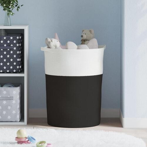 Opbevaringskurv Ø49x65 cm bomuld sort og hvid