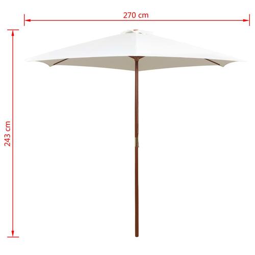 Parasol 270x270 cm træstang cremehvid