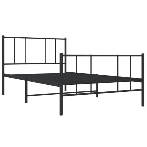 Sengeramme i metal med sengegavl og fodgærde 107x203 cm - sort