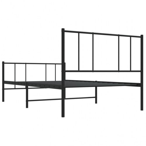 Sengeramme i metal med sengegavl og fodgærde 107x203 cm - sort
