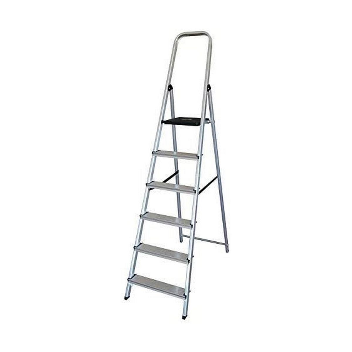 EDM Product sammenfoldelig trappestige i aluminium - 6 trin (48 × 10,5 × 193 cm)