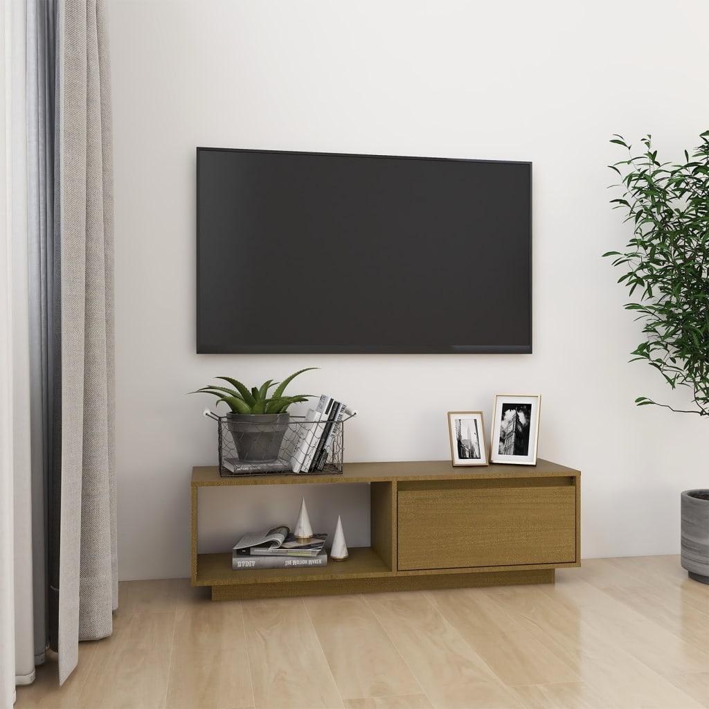Skab 110x30x33 Massivt Fyrretræ Gyldenbrun