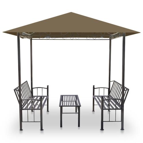 Havepavillon med bord og bænke 2,5x1,5x2,4 m 180 g/m² gråbrun