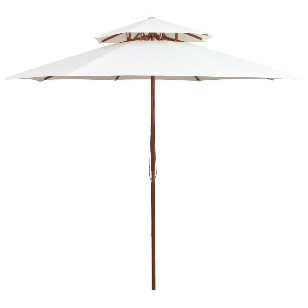 Dobbeltdækkerparasol 270 x 270 cm træstang cremehvid