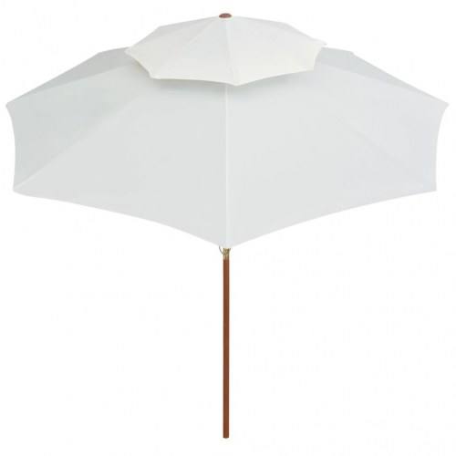 Parasol 270x270 cm 2 niveauer træstang cremehvid