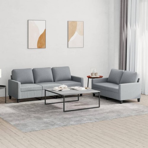 Sofasæt i stof - 2- og 3-personers med hynder, lysegrå